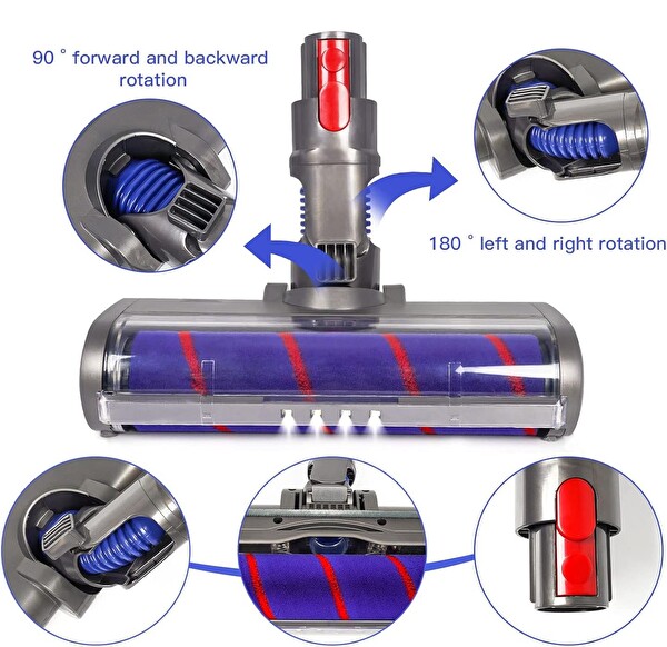 Valkyrie LED Işıklı Yumuşak Rulo Süpürge Başlığı - Dyson V7 V8 V10 V11 V15 Uyumlu