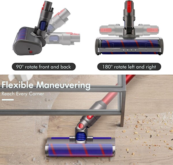 Valkyrie LED Işıklı Yumuşak Rulo Süpürge Başlığı - Dyson V7 V8 V10 V11 V15 Uyumlu