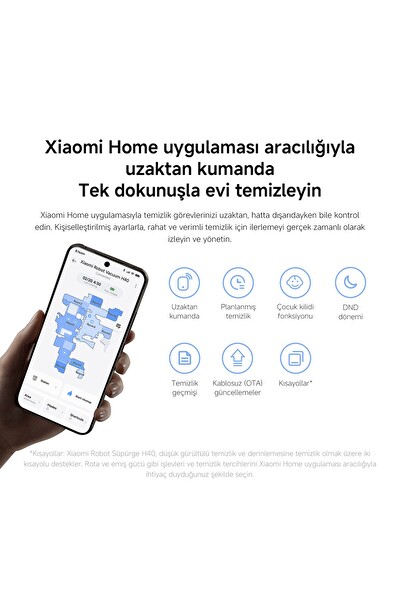 Robot Vacuum H40 Akıllı Robot Süpürge - Mop 10000 PA (Xiaomi Türkiye Garantili)