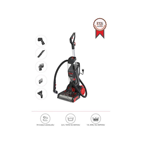Torima DHY-1000 800W Halı Ve Koltuk Yıkama Temizleme Leke Çıkartma Makinesi Siyah