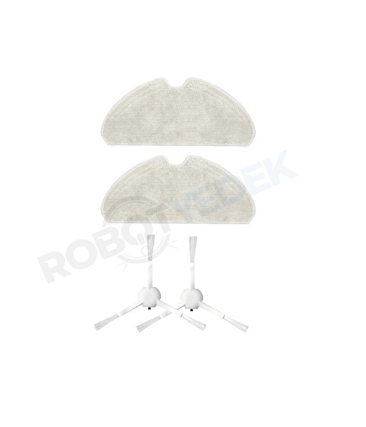 Robotyedek Dreame D10S D10S Pro Uyumlu Yedek Mop ve Beyaz Yan Fırça - 4 Parça