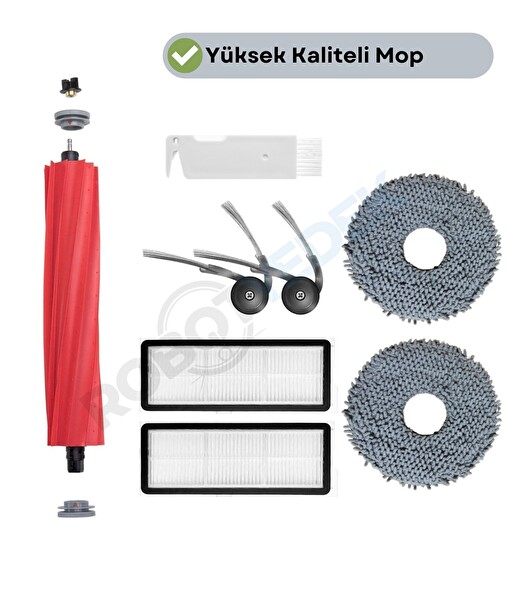 Robotyedek Roborock QRevo L Uyumlu Fırça Hepa Filtre Mop Seti-8 Parça