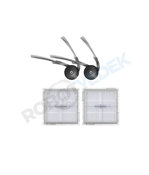 Robotyedek Roborock Q8 Max Pro (2025 Model) Uyumlu Hepa Filtre ve Yan Fırça-4 Parça