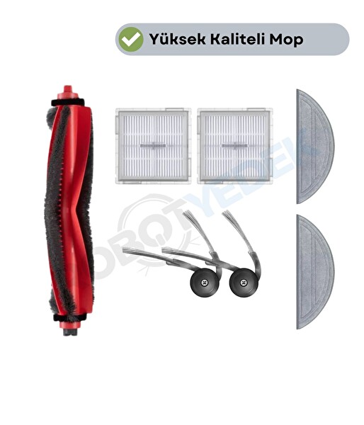 Robotyedek Roborock S8 Pro (Ultra Değil) Uyumlu Fırça Hepa Filtre Mop Seti-7 Parça