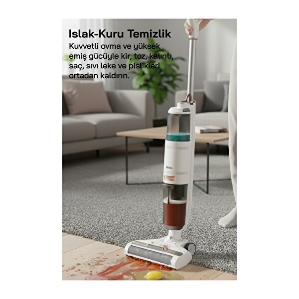 Sinbo SFC-4102 Islak Kuru Siyah Şarjlı Dikey Süpürge Beyaz