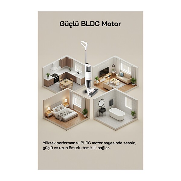 Sinbo SFC-4102 Islak Kuru Siyah Şarjlı Dikey Süpürge Beyaz