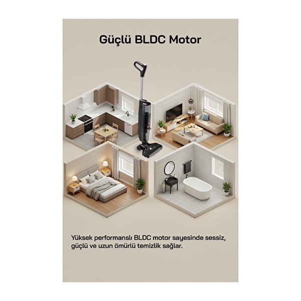 Sinbo SFC-4102 Islak Kuru Siyah Şarjlı Dikey Süpürge Siyah