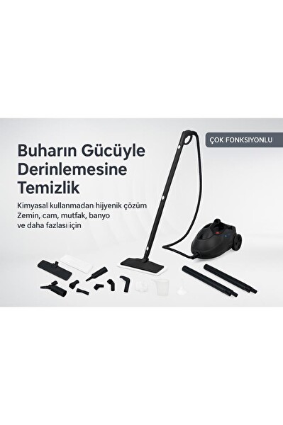 Bright Elegance BE-3450 Çok Fonksiyonlu Saklama Hazneli 5 Bar 5m Kablo 2L Su Hazneli Buharlı Temizlik Makinesi Siyah