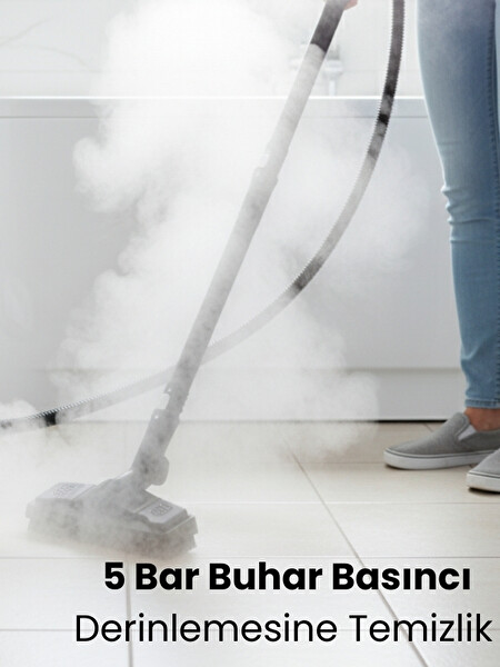 Mieco Stella 5 Bar 2000W Çok Fonksiyonlu Buharlı Temizleyici - Ütü Başlığı ve Eldiven Siyah