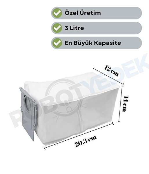 Robotyedek Roborock QRevo Master Uyumlu Ana Fırça Hepa Filtre Beyaz Yan Fırça Toz Torbası 7 Parça
