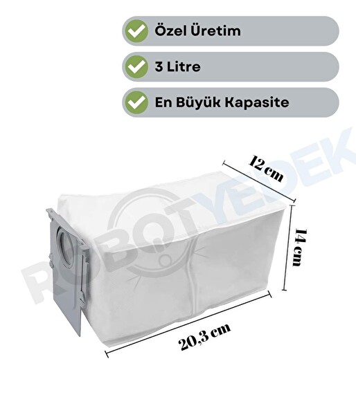 Robotyedek Roborock QRevo Slim Uyumlu Ana Fırça Hepa Filtre Beyaz Yan Fırça Toz Torbası 7 Parça
