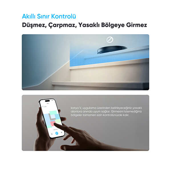 Şımart katya V 10000 Pa Güçlü Emiş Gücü 6400 mAh Yüksek Batarya Akıllı Robot Süpürge