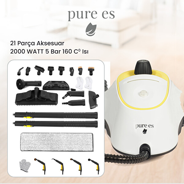 Pure Es P501 Yüksek Basınçlı Buharlı Temizleyici Beyaz