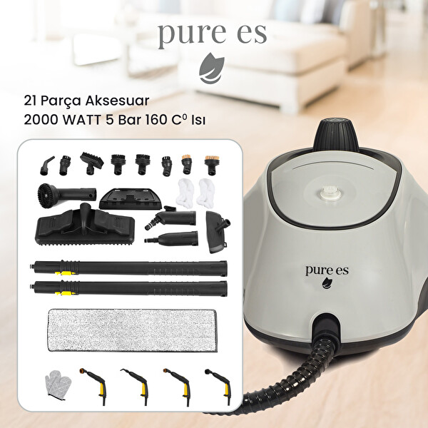 Pure Es P501 Yüksek Basınçlı Buharlı Temizleyici Gri