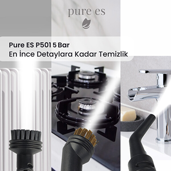Pure Es P501 Yüksek Basınçlı Buharlı Temizleyici Gri