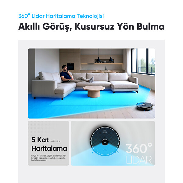 Şımart Katya V+ Akıllı Robot Süpürge 10000Pa Premium Otomatik Toz Toplama Üniteli