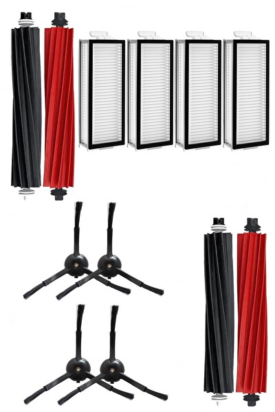Rovexa Roborock Q8 Max & Q8 Max Plus Uyumlu 10 Parça Siyah Yan Fırçalı Set