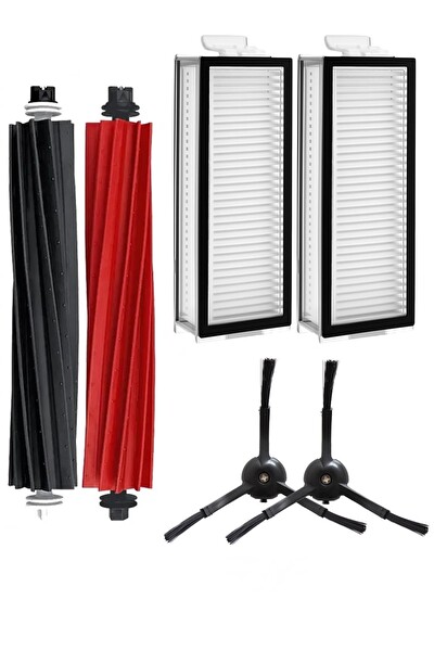 Rovexa Roborock Q8 Max & Q8 Max Plus Uyumlu 5 Parça Siyah Yan Fırçalı Set