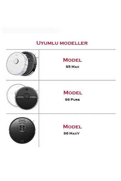 Rovexa Roborock S5 Max Uyumlu 7 Parça Siyah Yan Fırçalı Set