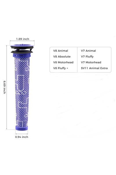 Rovexa Dyson V7 V8 Cordless Uyumlu Ön Filtre 4 Adet