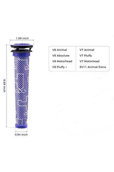 Rovexa Dyson V7 V8 Cordless Uyumlu Ön Filtre 1 Adet