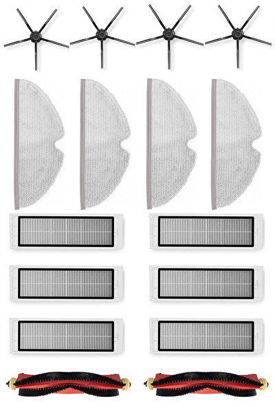 Rovexa Roborock S6 MaxV Uyumlu 6 Aylık Yaşam Kiti Siyah Yan Fırçalı