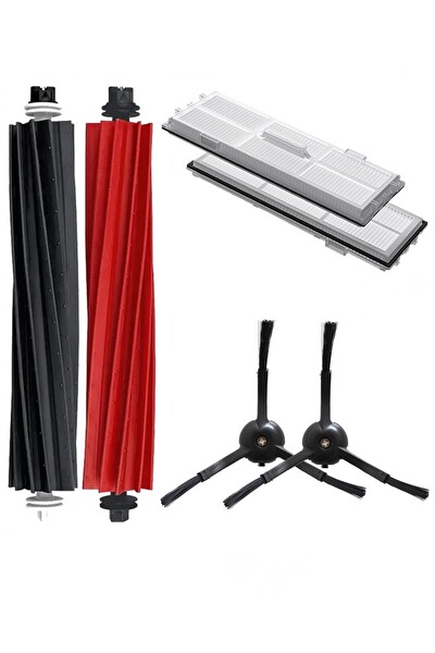 Rovexa Roborock S8 & S8 Plus & S8 Pro Ultra Uyumlu 5 Parça Siyah Yan Fırçalı Set