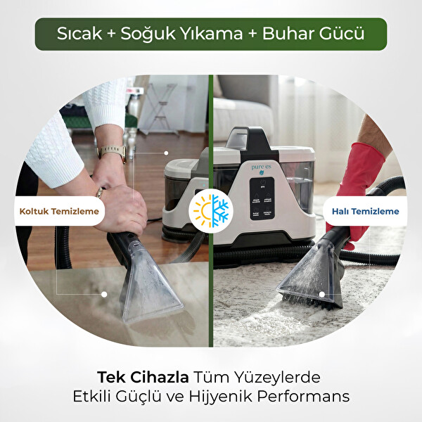 Pure Es DeepCleaner 13000 PA Koltuk Yıkama ve Buharlı Temizleme Makinesi PetCare
