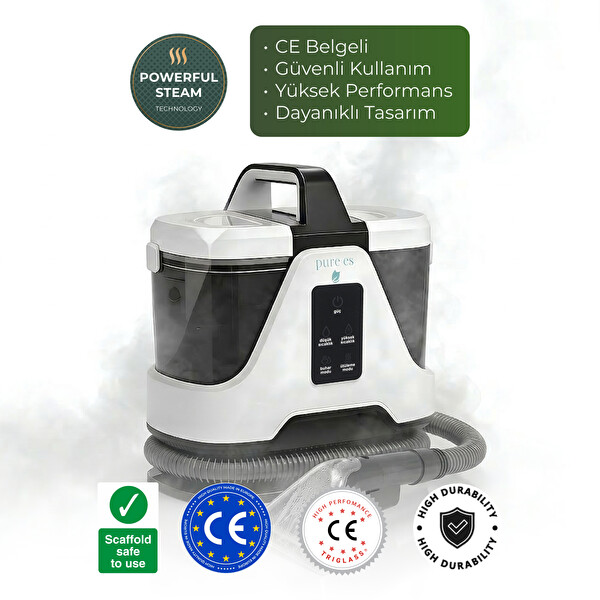 Pure Es DeepCleaner 13000 PA Koltuk Yıkama ve Buharlı Temizleme Makinesi PetCare