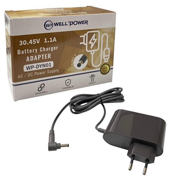 WellPower DYN01 30.45V 1.1A Şarjlı Süpürge Adaptörü 4.8x1.7 MM Jak Fişli