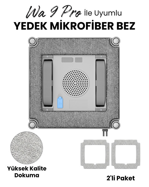 Mieco Wa9 Pro ile Uyumlu Mikrofiber Temizlik Bezi Mop Seti 2 adet