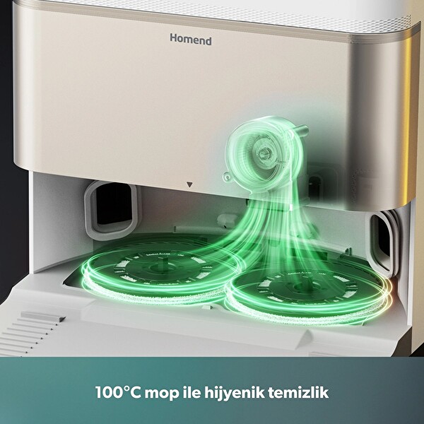 Homend Alex 50 Pro Ulticlean 28000 Pa Emiş Güçlü AI Destekli Akıllı Robot Süpürge Beyaz