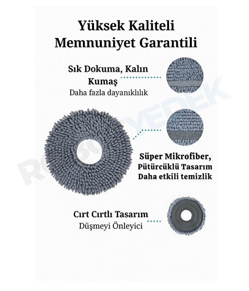 Robotyedek Roborock Saros 20 Uyumlu Mikrofiber Mop Bez 2 Adet