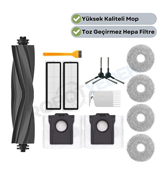 Robotyedek Dreame L10S Plus (RLL42SD) Uyumlu Ana Fırça Hepa Filtre Mop Toz Torbası Seti - 13 Parça