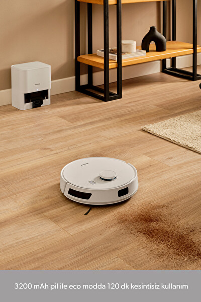 Homend Alex Laser Power 1289H Otomatik Boşaltım Sistemli Yeni Nesil Moplu 5 Kpa Robot Süpürge Beyaz