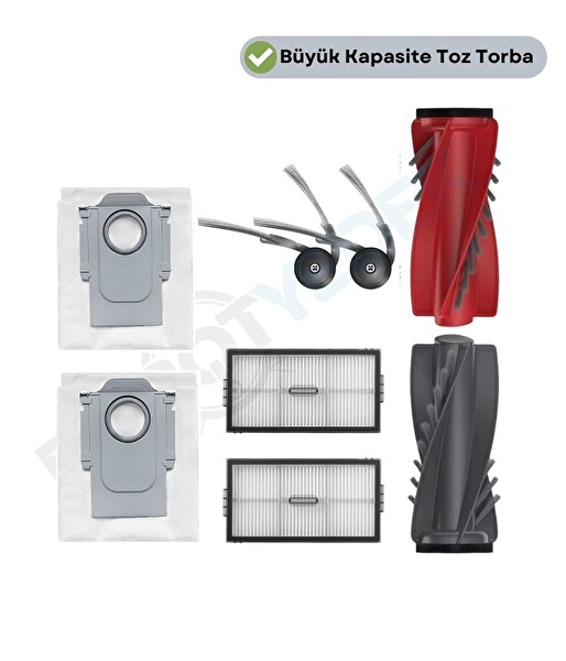 Robotyedek Roborock Saros 20 Sonıc Ana Fırça Hepa Filtre Yan Fırça Toz Torbası 7 Parça