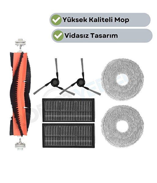 Robotyedek Mova E40 Ultra Uyumlu Fırça Hepa Filtre Mop Seti 7 Parça