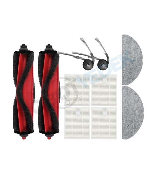 Robotyedek Roborock Q8 ve Q8 Plus RRA0TCP (MAX - PRO DEĞİL!!) Uyumlu Ana Fırça Hepa Filtre Mop bez Yan Fırça - 10 Adet