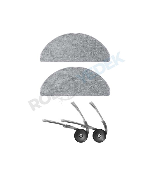 Robotyedek Roborock Q8 ve Q8 Plus RRA0TCP (MAX - PRO DEĞİL!!) Uyumlu yan Fırça Mop Bez - 4 Parça