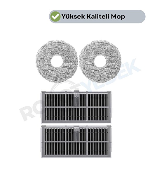 Robotyedek Mova E40 Ultra Uyumlu Mop ve Hepa Filtre 4 Parça