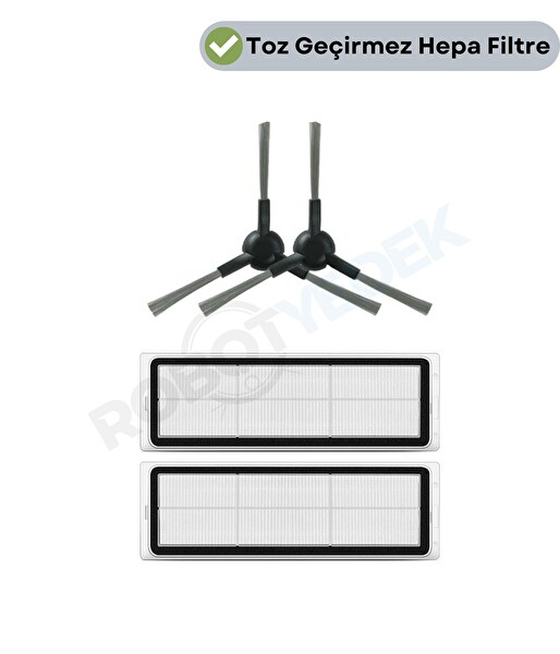 Robotyedek Dreame D10S Plus RLS6AD Uyumlu Yedek Hepa Filtre ve Yan Fırça 4 Parça