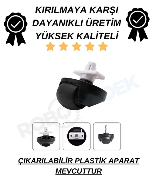 Robotyedek Roborock S8 Pro - S9 - Pro Plus Uyumlu Tekerlek Siyah Renk-1 Adet