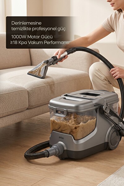 Sinbo SCC-7609 Gri Koltuk Halı Yıkama ve Leke Çıkartma Makinesi 18KPA