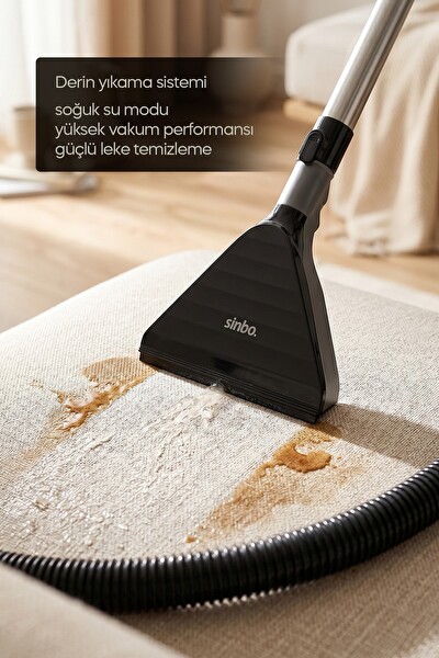 Sinbo SCC-7609 Gri Koltuk Halı Yıkama ve Leke Çıkartma Makinesi 18KPA