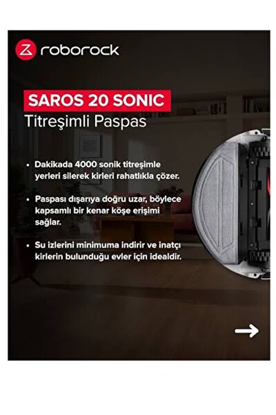 Rovexa Roborock Saros 20 Sonic Uyumlu Mikrofiber Mop Paspas 2 Adet