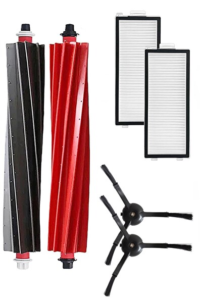 Rovexa Roborock QRevo Master Uyumlu 5 Parça Siyah Yan Fırçalı Set