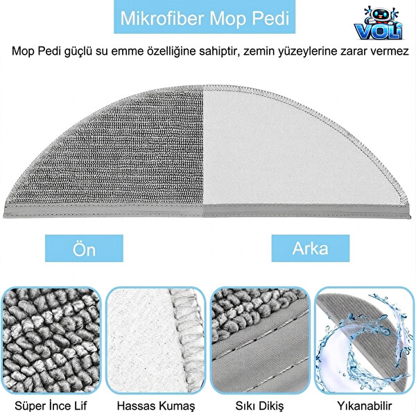 Mija Lydsto R1 Pro HD-STYTJ-W03 Uyumlu Yedek Parça Seti Fırça Toz Torbası Mop Bezi