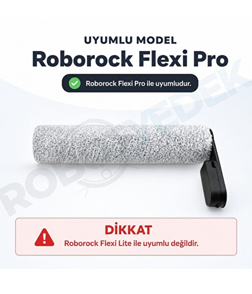 Robotyedek Roborock Flexi Pro (Lite DEĞİL!) Uyumlu Rulo Mop Fırça - 1 Adet