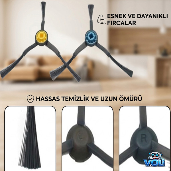 Mija Midea M8+ Uyumlu Mop Bezli Yedek Fırça Filtre Mop Seti Toplam 10 Parça