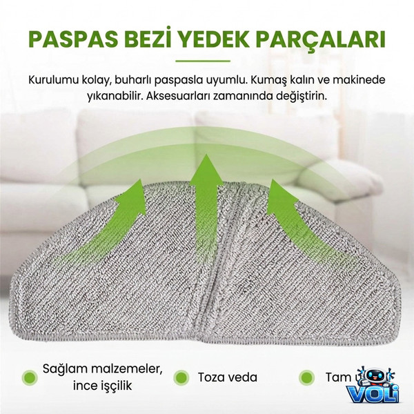 Mija Midea M8+ Uyumlu Mop Bezli Yedek Fırça Filtre Mop Seti Toplam 10 Parça